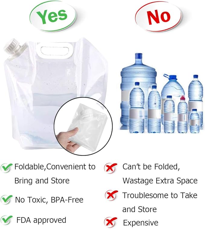 SUPANT Collapsible Emergency Water Jug Container Bag, BPA Free Plastic Water - Image 2