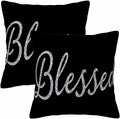 Bling Blessed White Throw Pillow Covers 18x18 Highlights Blessed Black Set of 2 by Unknown