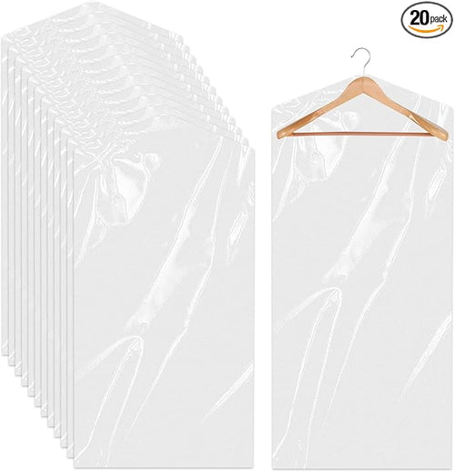 20 Pack Clear Clothes Covers 23.6x47.2 inch Plastic Garment Bags Dry Cleaner by Sliverdew
