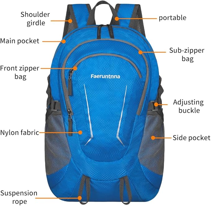 30L Large capacity Lightweight Packable Foldable Backpack，women and men Hiking - Image 6
