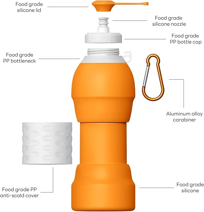 Collapsible Lightweight 20oz Water Bottle, Food-Grade Silicone BPA Free - Image 6