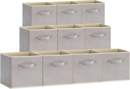 Lifewit 13 Inch Storage Cubes, 10 Packs Cube Storage Bins, Foldable Fabric Bins, Multi-color Organizers Decorative Organizing Baskets for Shelves for Closet, Utility Room, Storage Room, Light Gray