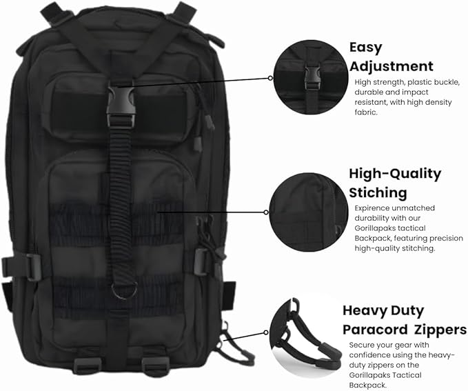 30L Black Tactical Backpack - Image 4