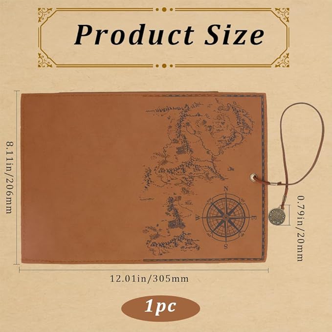 GORGECRAFT PU Leather Pencil Bag Strap Vintage Treasure Map Compass Cover - Image 2