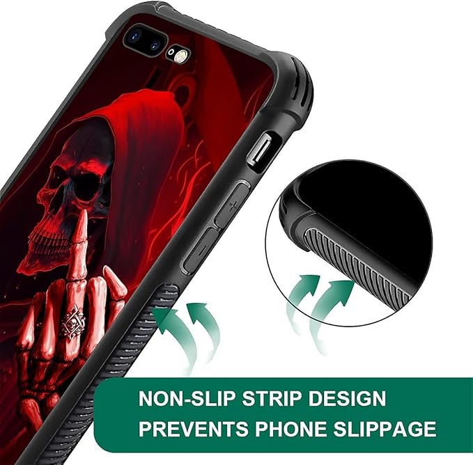 for iPhone 7 Plus/8 Plus Case, Gestures Funny Skull Pattern Graphic Design - Image 2