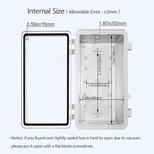 LeMotech Electrical Box, IP67 Waterproof Hinged Clear Cover Stainless Steel - Image 5