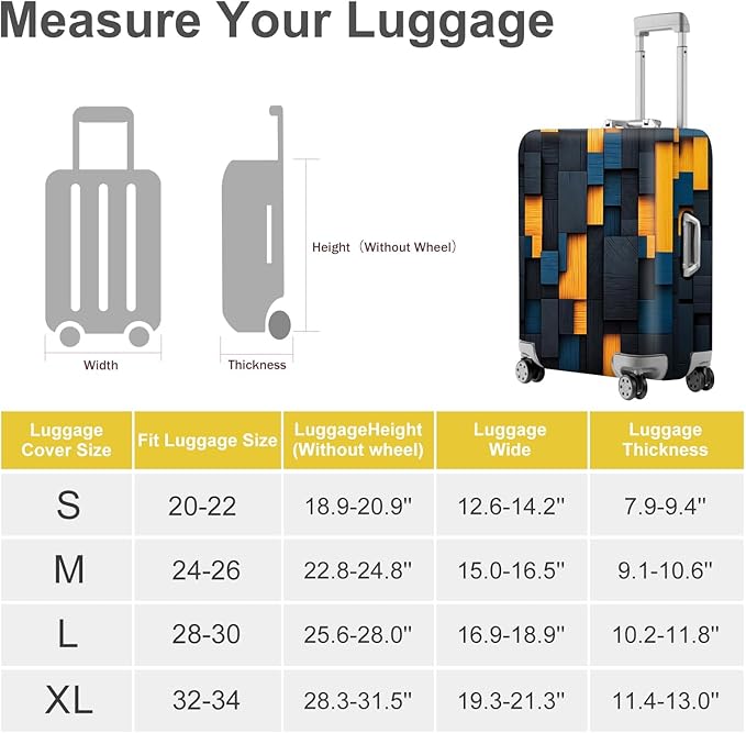 ANNA QUEEN Dark Geometric Wood Luggage Cover, Modern Abstract Suitcase Protector - Image 4