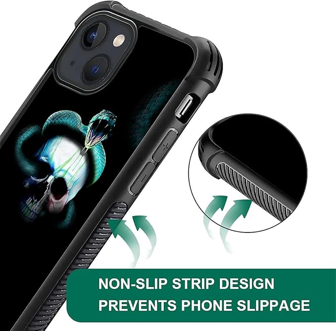 for iPhone 15 Case, Skeleton Winding Snake Pattern Graphic Design Girl Boy Soft - Image 6