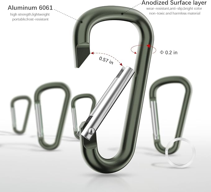 sprookber 2.28" Small Carabiner Clip Keychain, D Ring Caribeaner Clip, Key Clip - Image 3