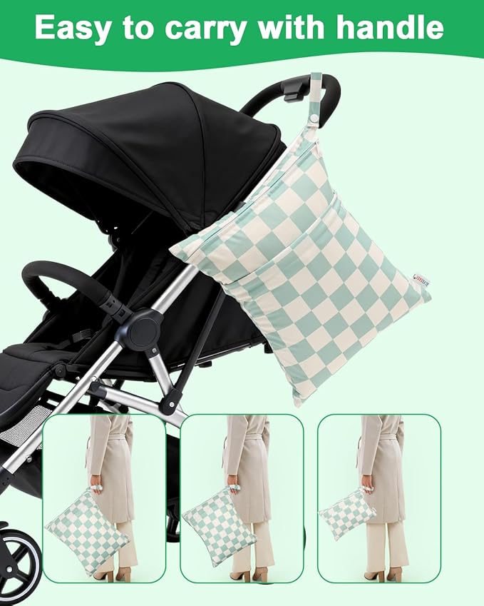 ALVABABY 3 pcs Cloth Diaper Wet Dry Bags Waterproof Reusable - Image 6