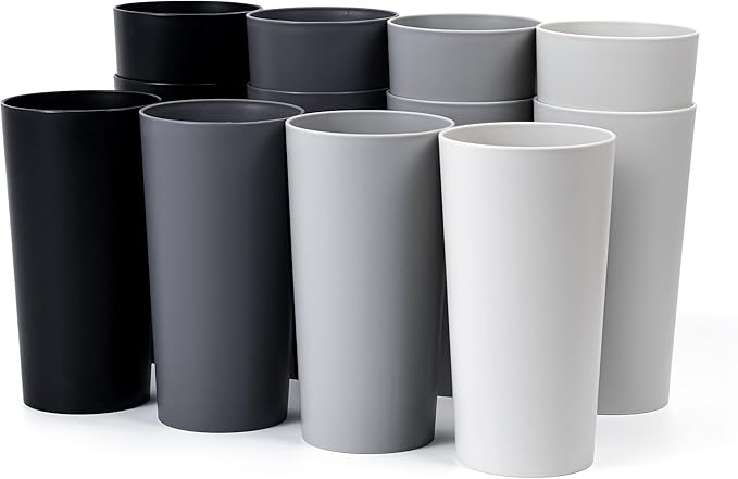 26-ounce Plastic Drinking Glasses Stackable Tumblers Water Cups Mixed Drinkware by ZAINCA