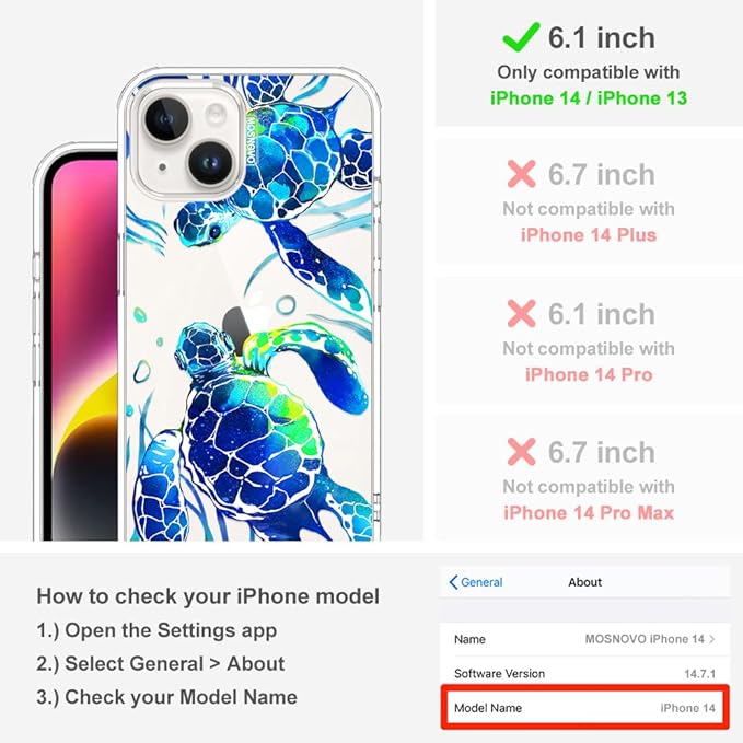 MOSNOVO for iPhone 13/14 Case | Military Grade 6.6ft Drop Tested | Clear - Image 2