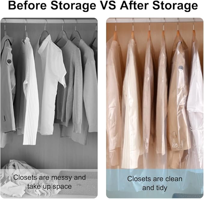 BEISHIDA 25PCS 35.5 Inch Plastic Garment Bag-Plastic Clear Dry Cleaner Laundry - Image 5