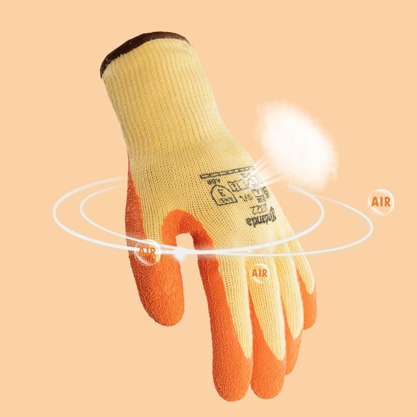 ANDANDA 1/3/12 Pairs Safety Work Gloves, Seamless Knit Work Gloves with Latex Coated Suitable for Men & Women, Orange