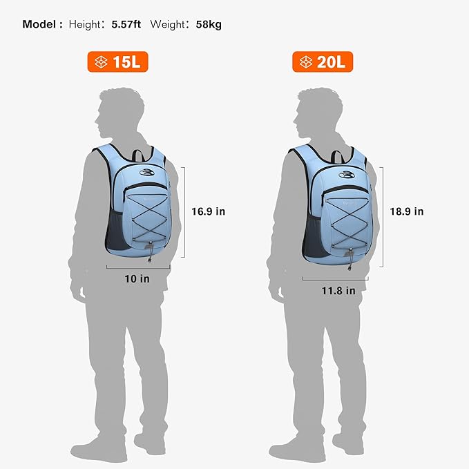 Ultra-Light Soft Daypack 15L/20L, Cushioned Breathable Back Panel Backpack - Image 5