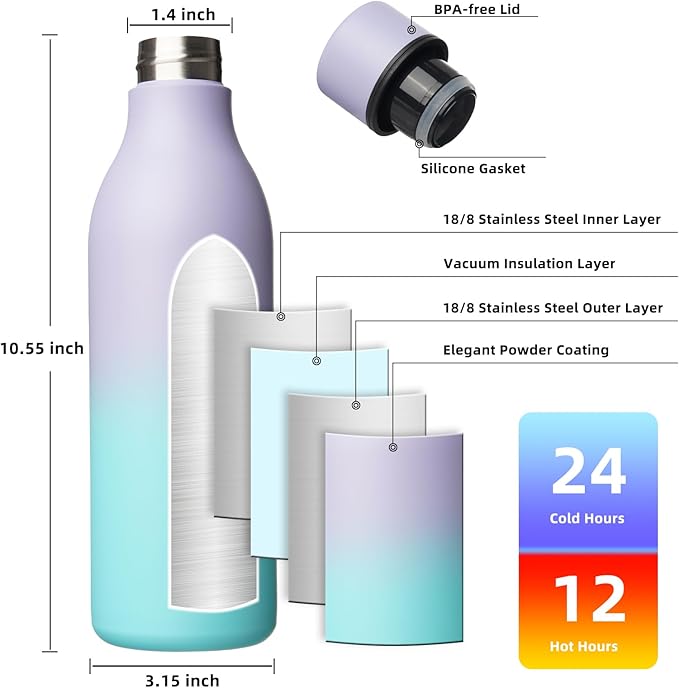BJPKPK Insulated Water Bottles, 25 oz Stainless Steel Metal Water Bottle - Image 3