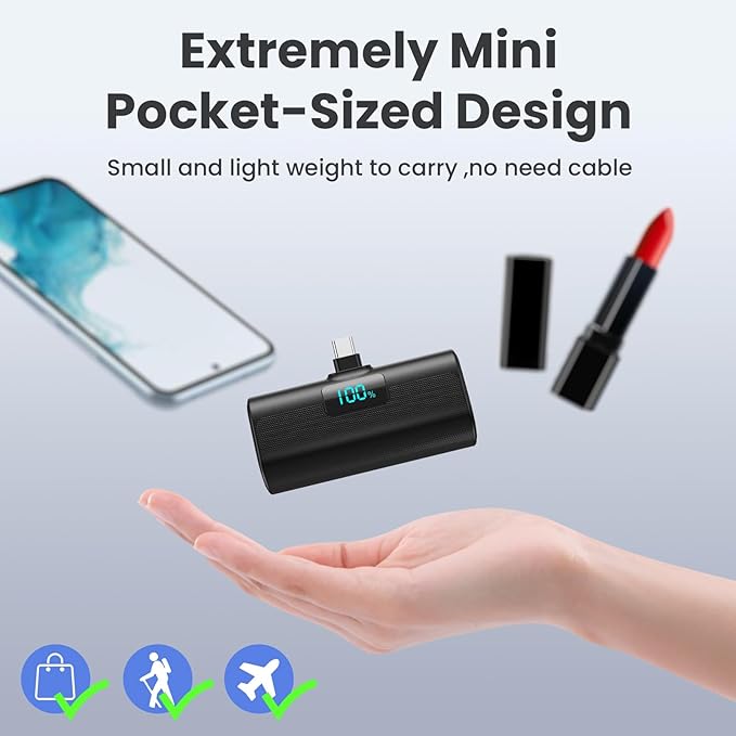 Small Portable Charger 5200mAh, Upgraded PD USB C Power Bank Built-in USB-C - Image 7