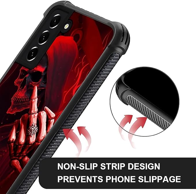 for Samsung Galaxy S22 Case, Gestures Funny Skull Pattern Graphic Design Girl - Image 6