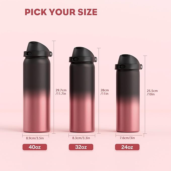 POWCAN 24 oz Stainless Steel Water Bottle: 2-in-1 Push-Button Spout & - Image 8
