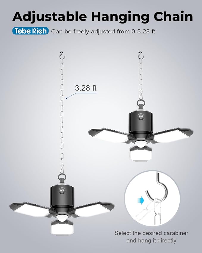 toberich Motion Sensor Garage Light Plug in, 8000LM Shop Light w/ 3 Modes - Image 8