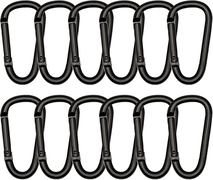 Black Carabiner Clip, Includes Mini 2 Inch Carbineers, Small 2.3" D Ring Clip by Unknown