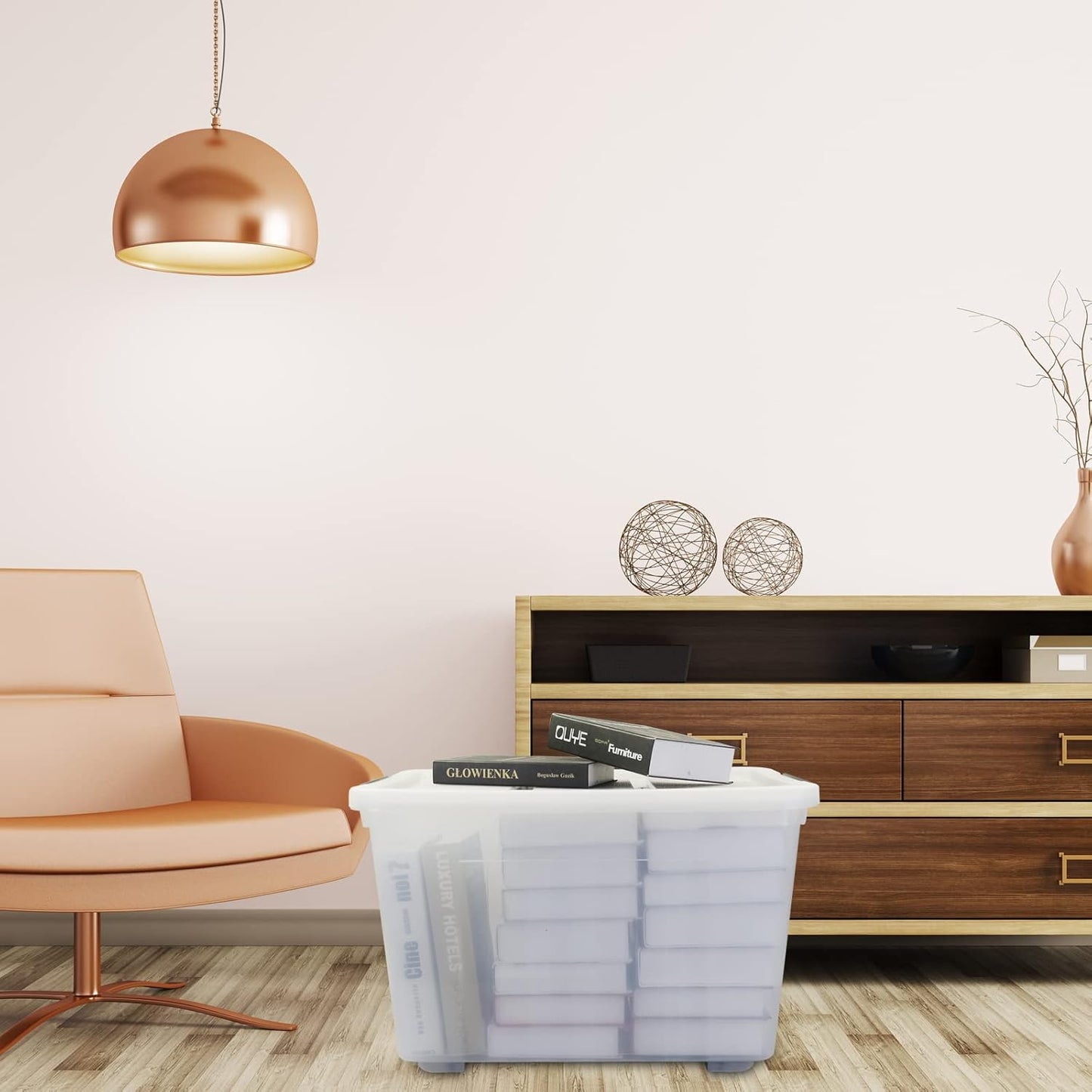 4 Packs 70L Large Plastic Storage Container with Wheels and Latching Lid, Stackable Storage Containers Bin, Clear