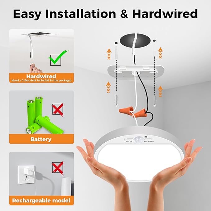 slochi 4Pack Motion Sensor Light Indoor Wired PIR, 3000K/4000K/6500K Closet - Image 2