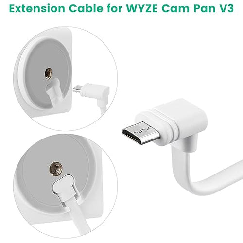 2-Pack 30 ft Extension Cable for WYZE Cam Pan V3 Outdoor Camera, Micro USB 90 - Image 2