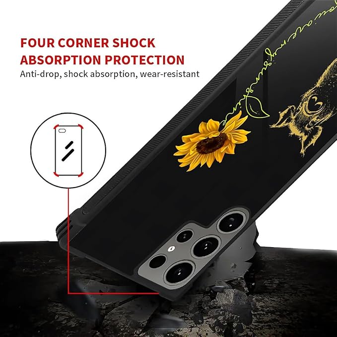 for Samsung Galaxy S24 Ultra Case, Pig Sunflower Yellow Sunshine Pattern - Image 4