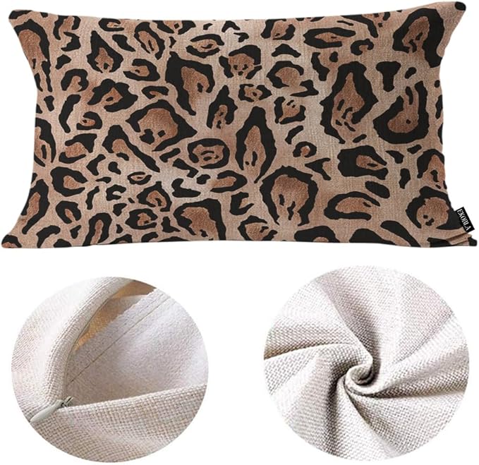 EKOBLA 12"x20" Throw Pillow Cover Leopard Skin Real Jaguar Print Abstract Brown - Image 5