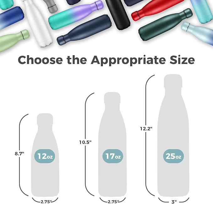 Volhoply 17oz Stainless Steel Water Bottles Bulk, Leakproof Insulated Metal - Image 2