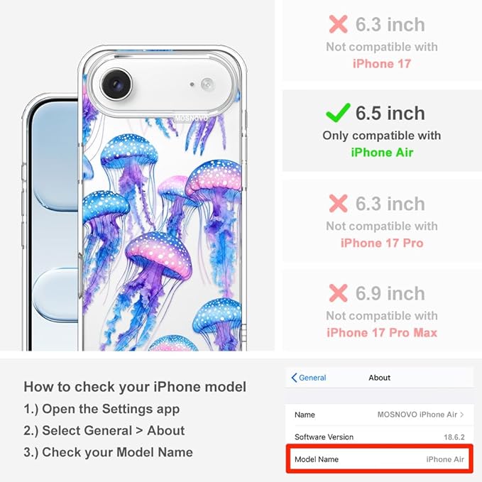 MOSNOVO for iPhone Air Case, Shockproof Military-Grade Protection 6.6ft Drop - Image 2