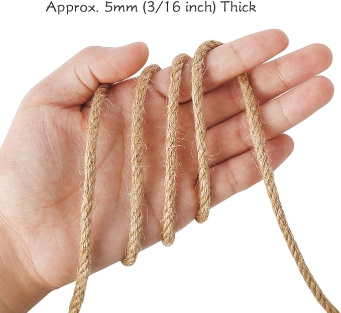 Tenn Well 5mm Jute Rope, 100 Feet 4Ply Twisted Heavy Duty and Thick Twine Rope - Image 3