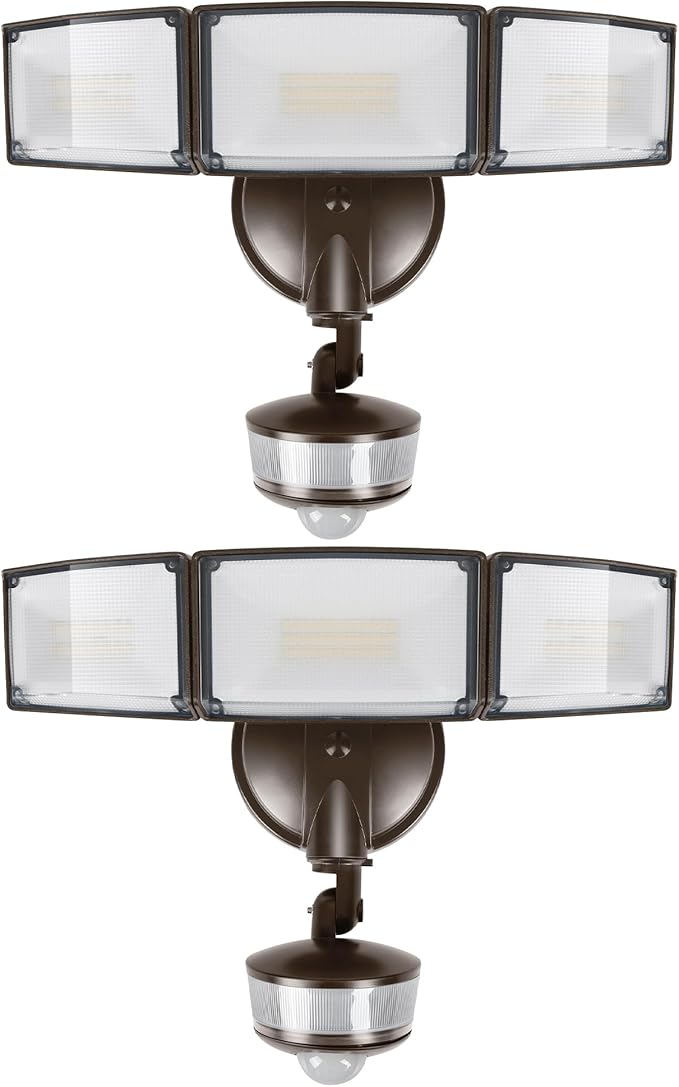 LUTEC 2 Pack 74W 8000 Lumen Motion Sensor Outdoor Lights, 5000K Daylight by LUTEC