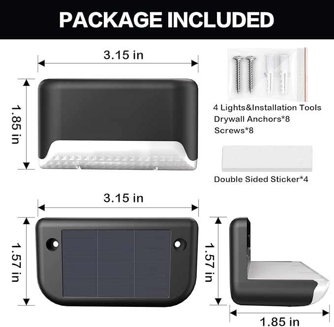 BKBB PPBB Solar Deck Lights Outdoor, Waterproof LED Solar Lights - Image 6