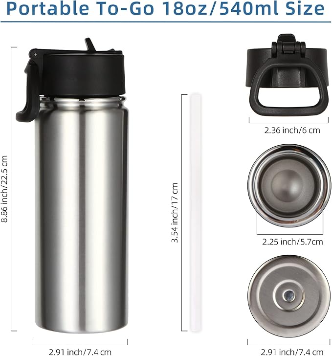 Volhoply 18oz Kids Insulated Water Bottle, Stainless Steel Water Bottles - Image 4
