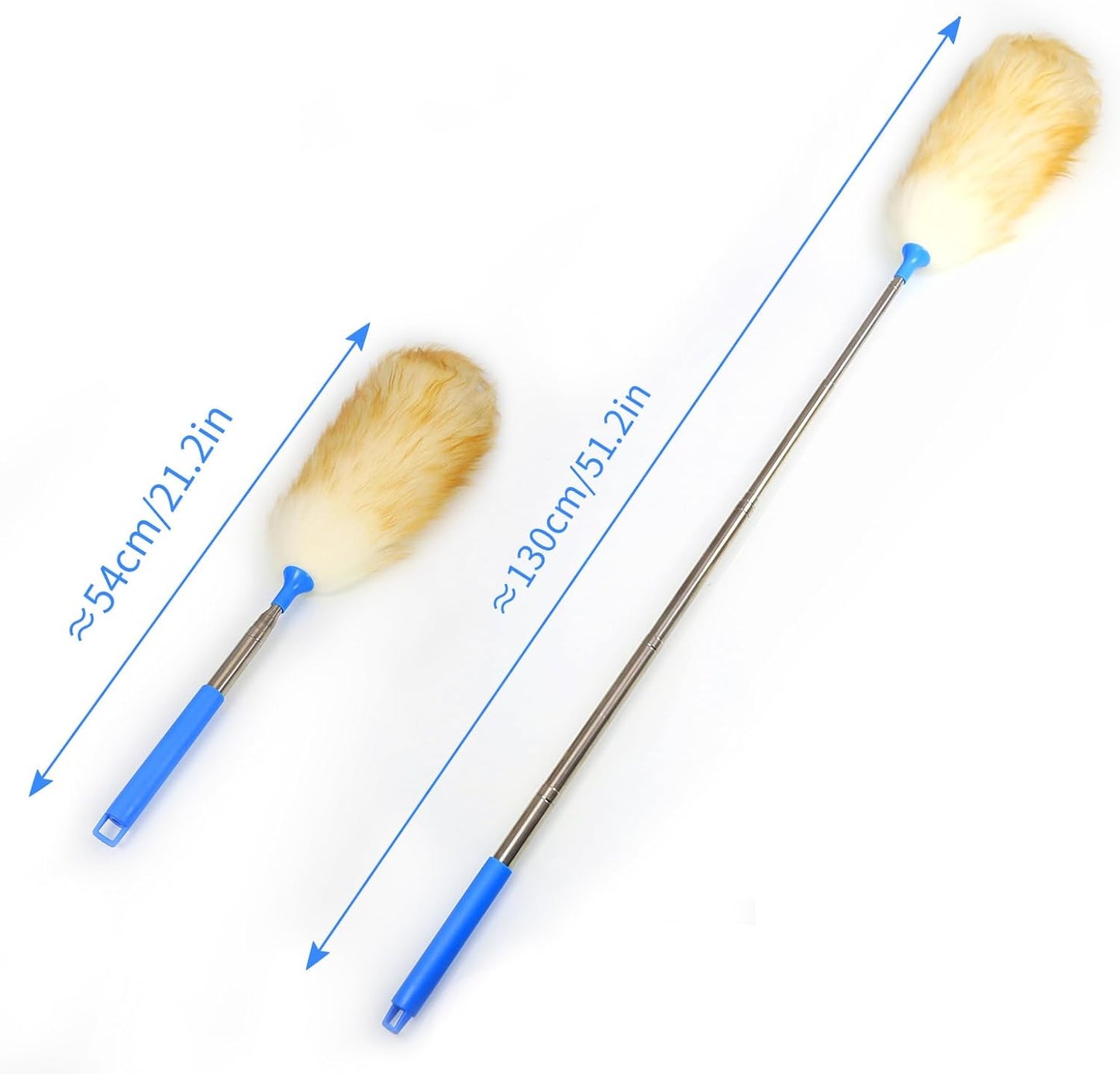 Wool Lambswool Extendable Cleaning Brush Duster 21.2-51.2in,Anti-Static with Stainless Steel Extension Pole,Comfortable Grips,for Office,Home,Car,Piano,Guitar and Other Stringed Instruments
