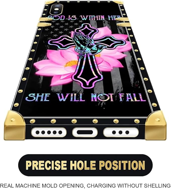 Compatible with iPhone Xs Max Case, Praying Cross Hands Luxury Golden Decoration - Image 5
