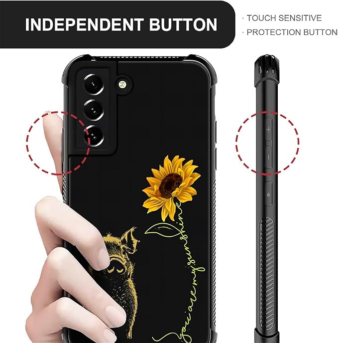 for Samsung Galaxy S21 Case, Pig Sunflower Yellow Sunshine Pattern Graphic - Image 6