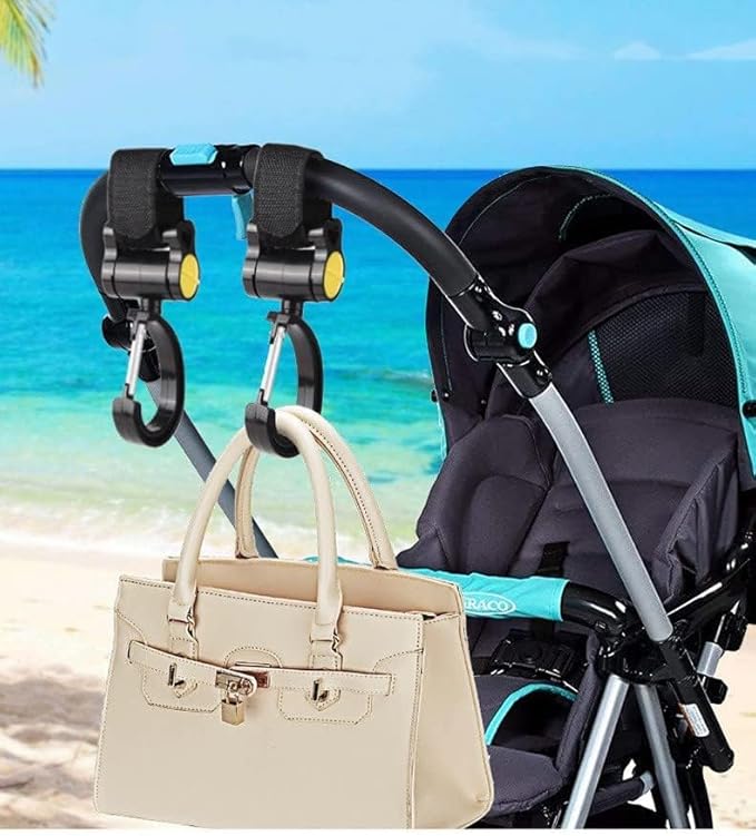 2 Pcs Walker Hook Hanging Multipurpose 360° Rotation Stroller Clip Diaper Bag - Image 7