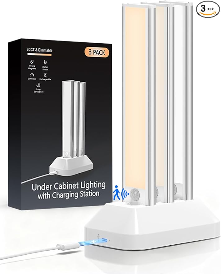 Under Cabinet Lighting with Charging Station, 2000mAh Rechargeable Motion by WelcometoVerRon