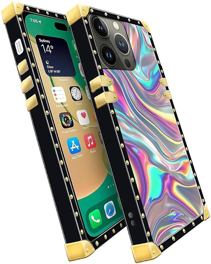 Compatible with iPhone 14 Pro Case, Holographic Abstract Iridescent Textures - Image 3