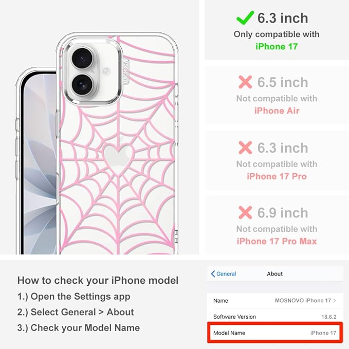 MOSNOVO for iPhone 17 Case, Shockproof Military-Grade Protection 6.6ft Drop - Image 2