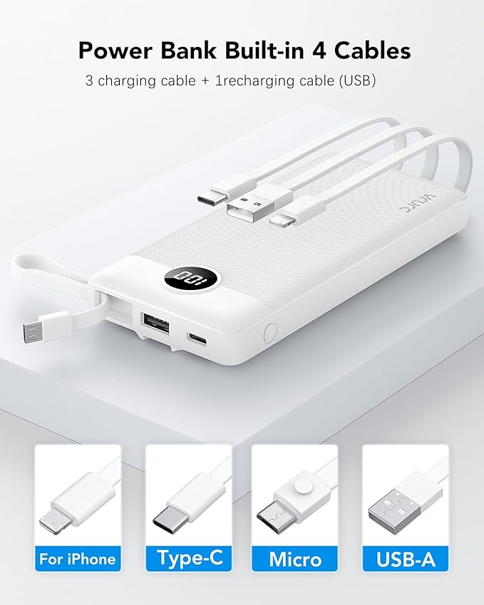 VRURC Portable Charger Power Bank, USB C Battery Pack 10000mAh, 5 Outputs 2 - Image 2