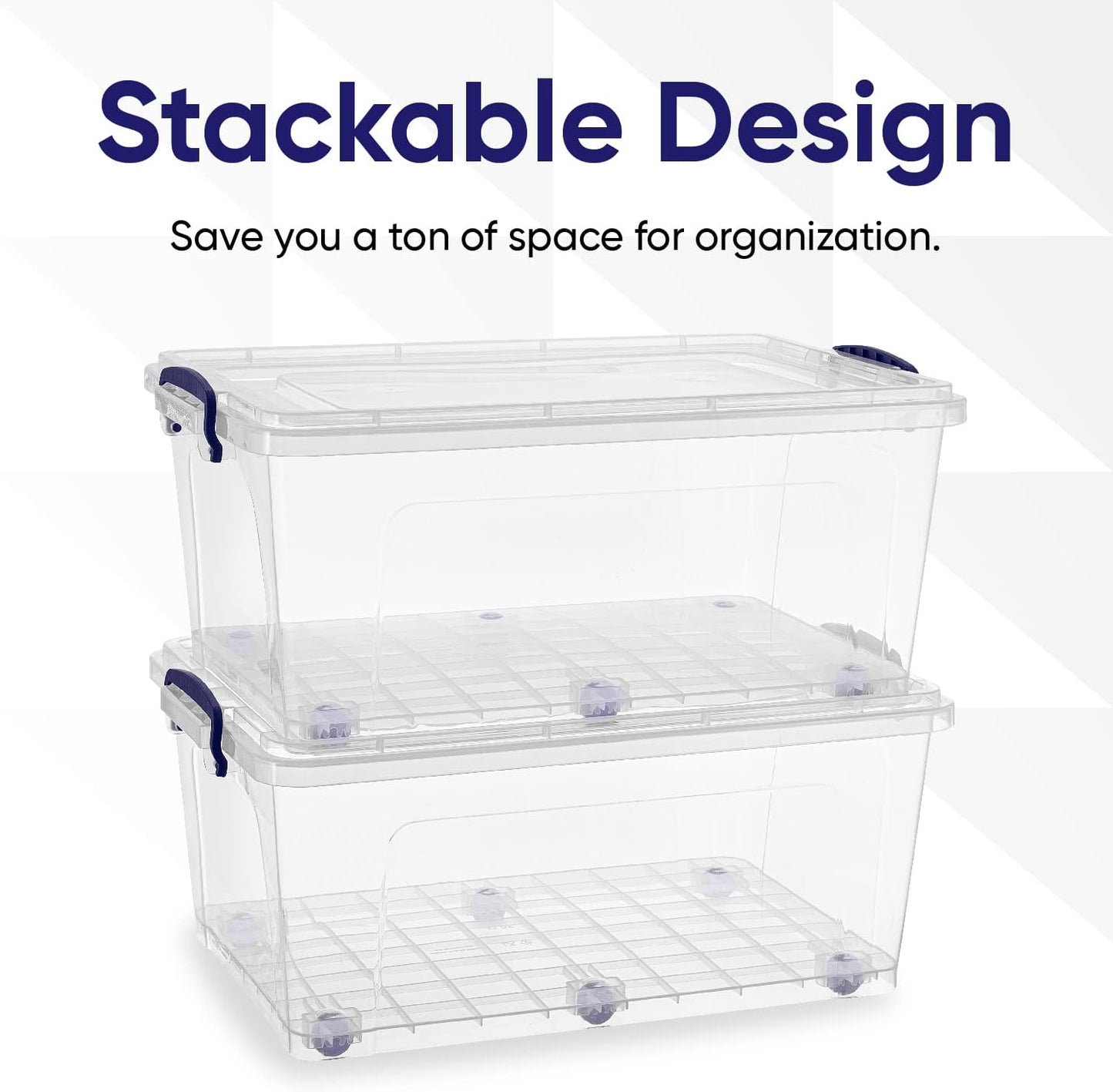 Superio Storage Bins with Lids, Clear Plastic Containers for Organizing, Stackable Totes, BPA Free, Odor Free, Organizer Boxes for Home, and Dorm (4 Pack, 32 Quart)