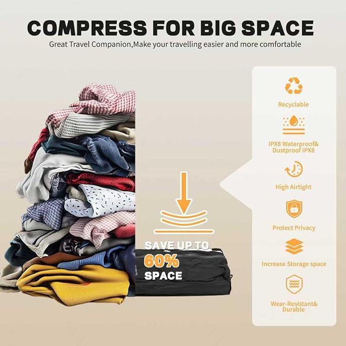 Reusable Vacuum Bags for Travel, Professional Waterproof IPX8 Zipper Vacuum - Image 6