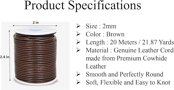 GENIQUE Real/Genuine Round Leather String Cord - Image 3