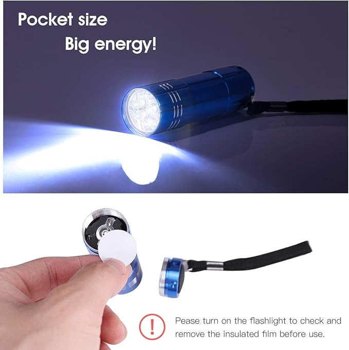 5 Pack of Flashlights 9 LED Mini Aluminum Flashlight Bulk - Image 5