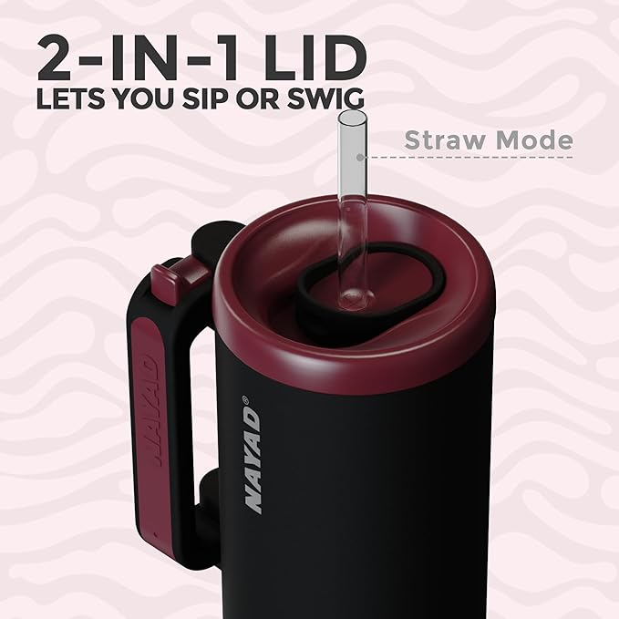NAYAD 40oz Travel Tumbler with Handle and Straw|Cup Holder Friendly Insulated - Image 5