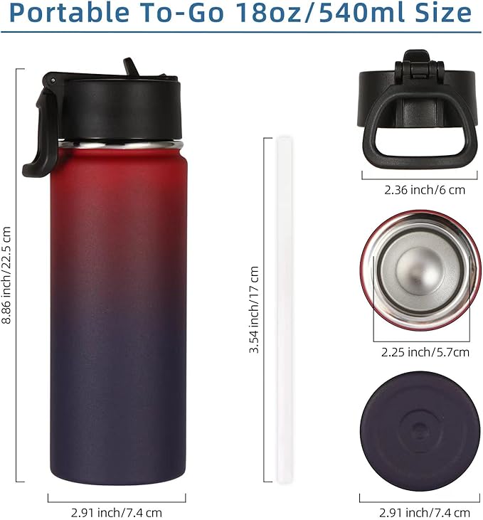 Volhoply 18oz Kids Insulated Water Bottle, Stainless Steel Water Bottles - Image 3